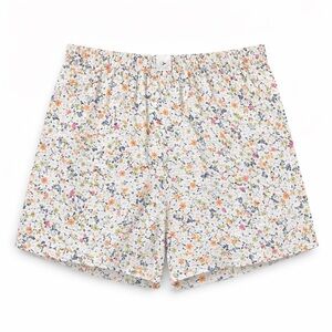 Anthropologie Shorts Pull On Womens Large 100% Cotton White Floral Pockets